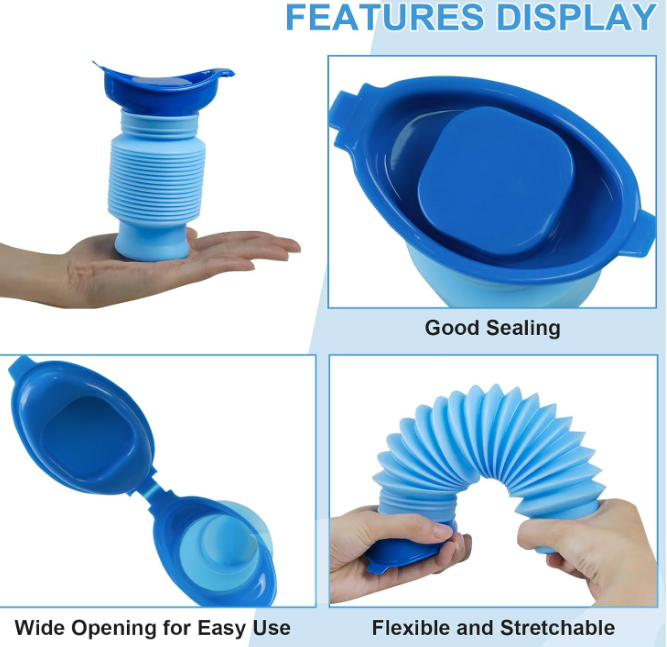 Orinal Portátil Unisex Retráctil 750 ml | Adultos, Niños y Viajes + 🎁 Guía "21 Hábitos para Recuperar el Control de tu Vejiga" + Envío Gratis