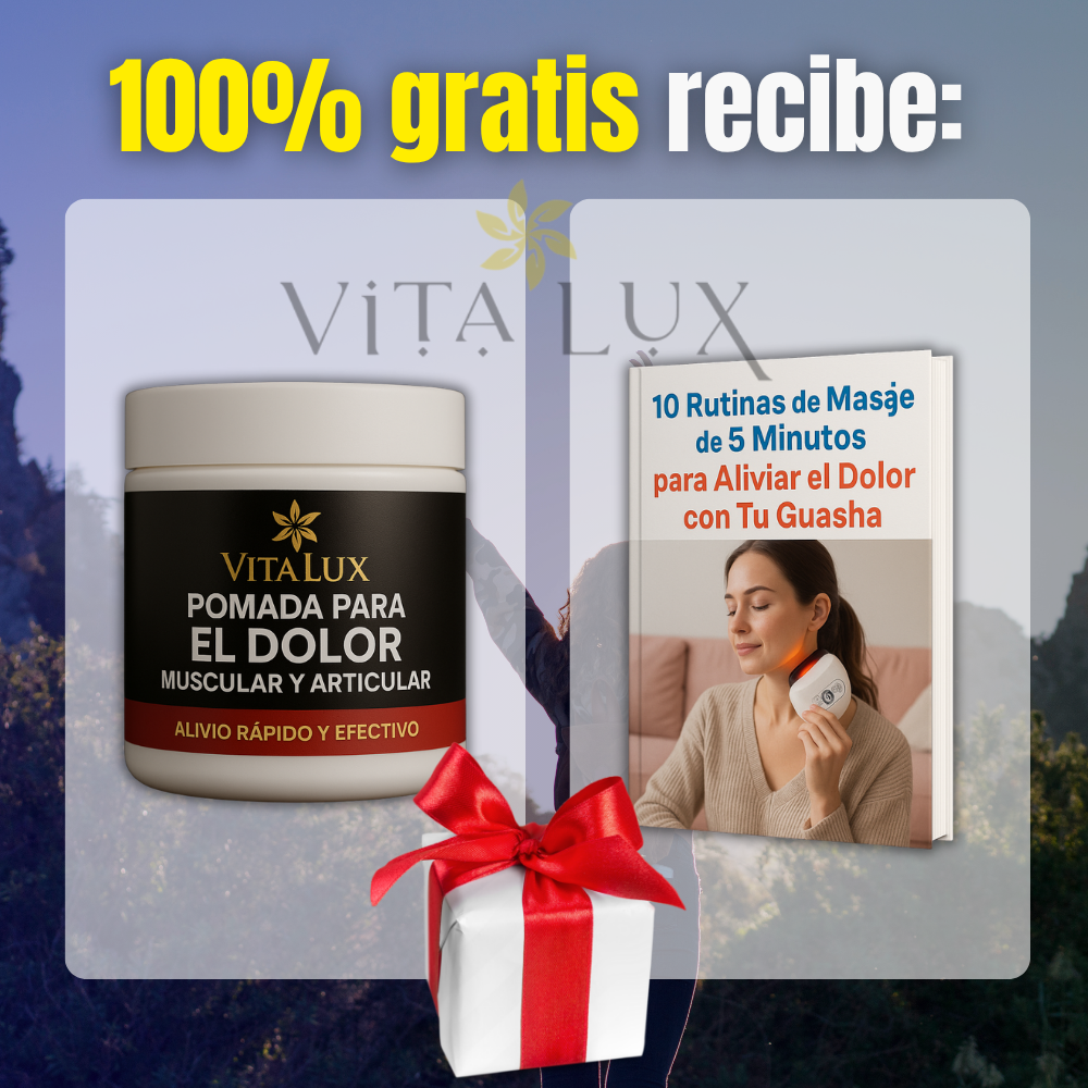 Pack 2 en 1: Masajeador Térmico Portátil Alivia Dolor Muscular, Contracturas y Estrés + 🎁 1 Pomada para Dolor Muscular y Articular + Guía “10 Rutinas de Masaje de 5 Minutos para Aliviar Dolor y Tensión con tu GuaSha”+ Envío Gratis