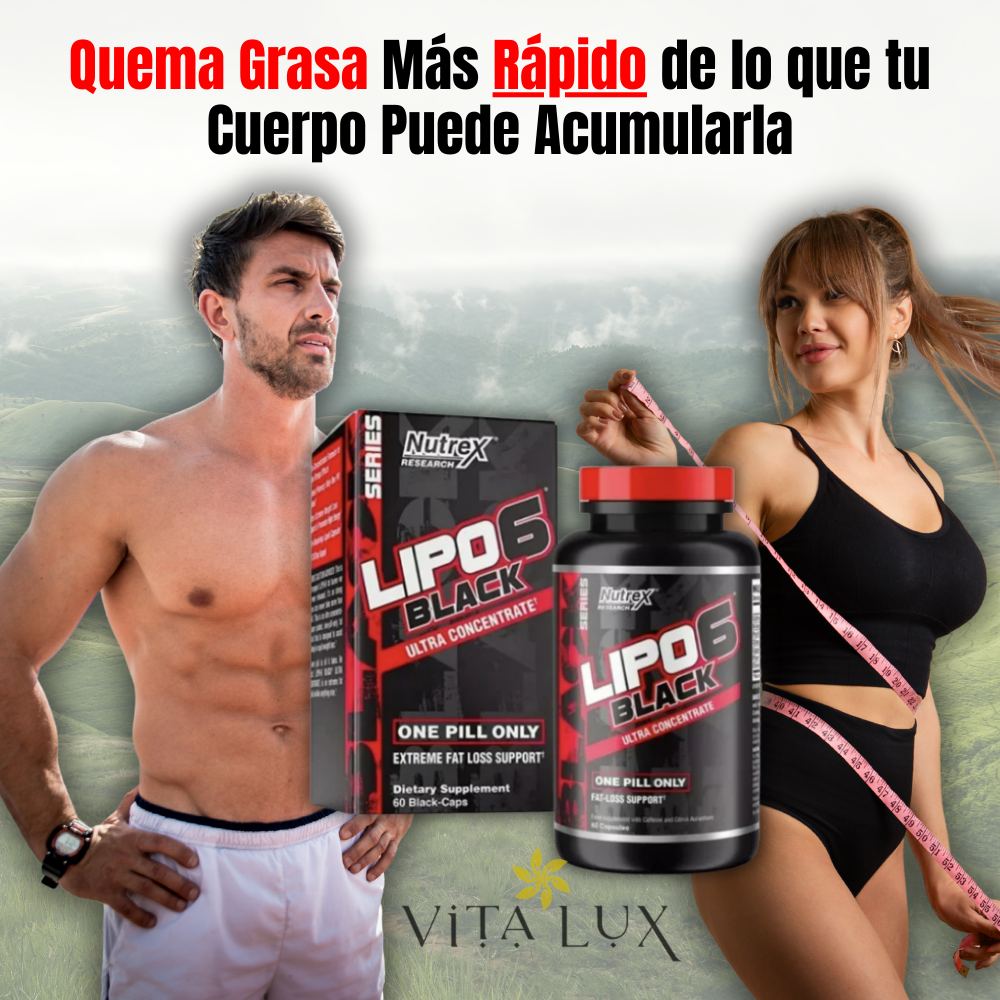 60 Caps Lipo-6 Black Ultra Concentrate™ – QUEMA GRASA EXTREMA | Energía, Metabolismo Acelerado + 🎁 Plan 15 Días Metabolismo Turbo GRATIS + Envío Gratis