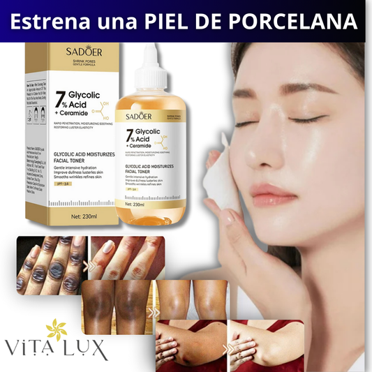 2 en 1 GlycoClear™ 7% – Solución Exfoliante Aclarante Multi-Zonas | Axilas, Entrepierna, Cuello, Rodillas, Codos y Rostro + 🎁 Guía “10 Secretos Dermatológicos para Aclarar Manchas y Lograr Piel de Porcelana” + Envío Gratis