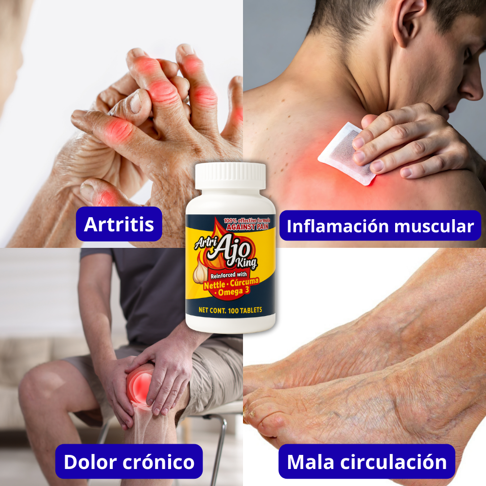 100 Cápsulas Ajo King™ – Anti-Inflamatorio Natural para Rodillas, Articulaciones y Dolor Crónico | Mejora Movilidad + Reduce Inflamación + 🎁 Guía “10 Ejercicios Terapéuticos Para Aliviar Dolor de Rodillas y Articulaciones desde Casa” + Envío Gratis