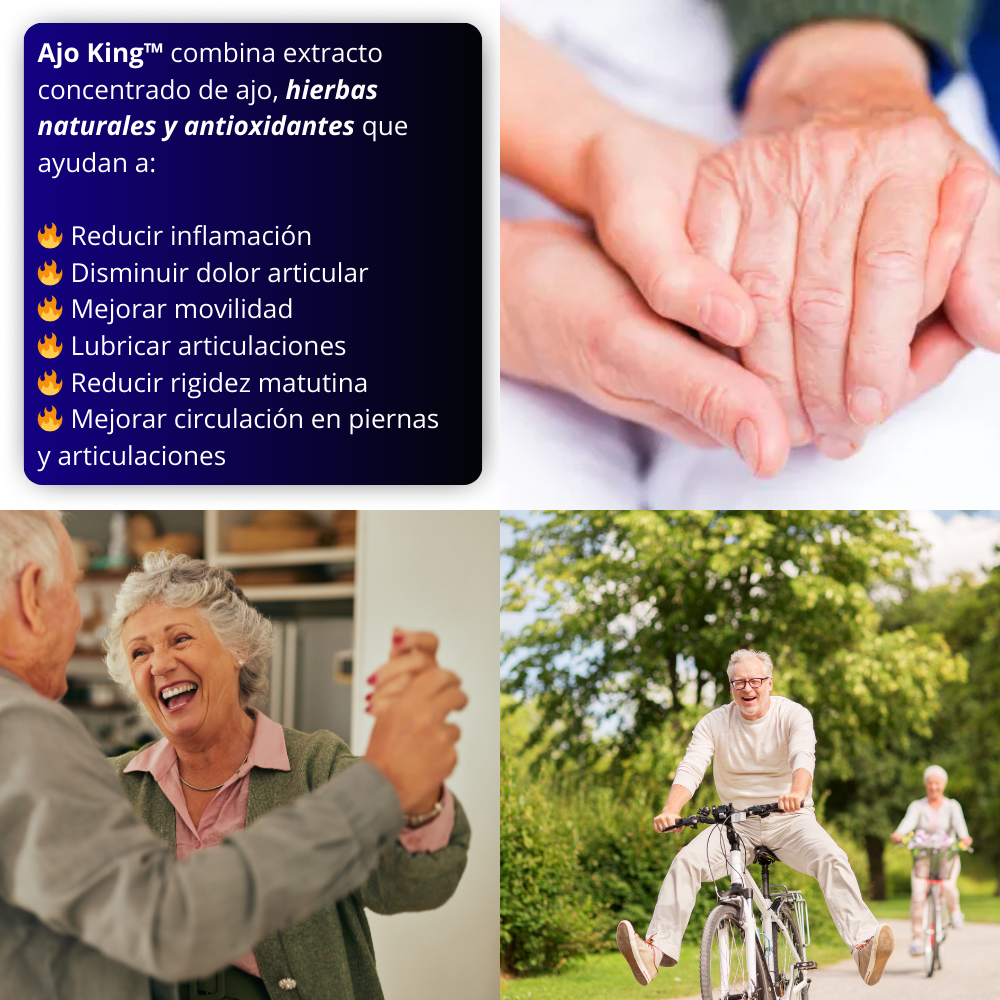 100 Cápsulas Ajo King™ – Anti-Inflamatorio Natural para Rodillas, Articulaciones y Dolor Crónico | Mejora Movilidad + Reduce Inflamación + 🎁 Guía “10 Ejercicios Terapéuticos Para Aliviar Dolor de Rodillas y Articulaciones desde Casa” + Envío Gratis