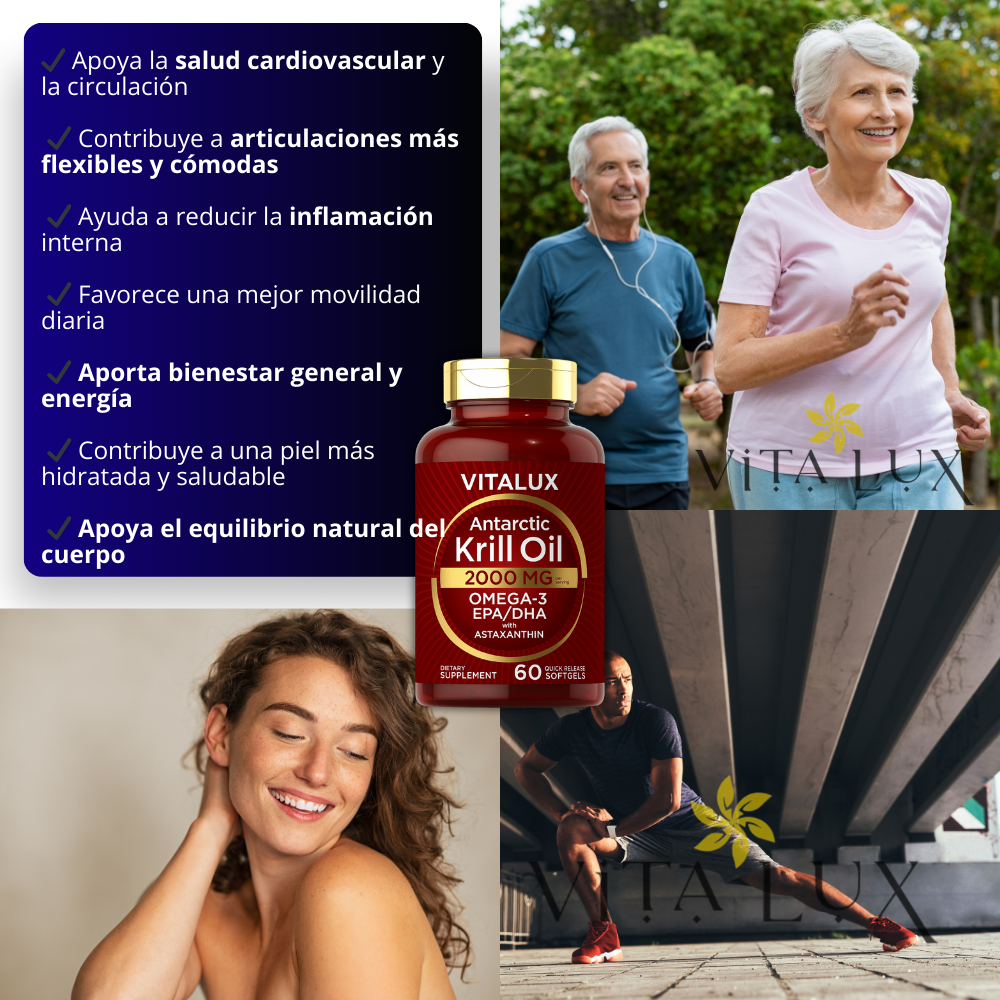 60 Cápsulas Aceite de Krill™ – Omega-3 Premium para Bienestar Integral | Apoya Corazón, Circulación, Articulaciones, Piel y Energía + 🎁 Guía “10 Secretos Naturales para Fortalecer tu Cuerpo desde el Interior”+ Envío Gratis