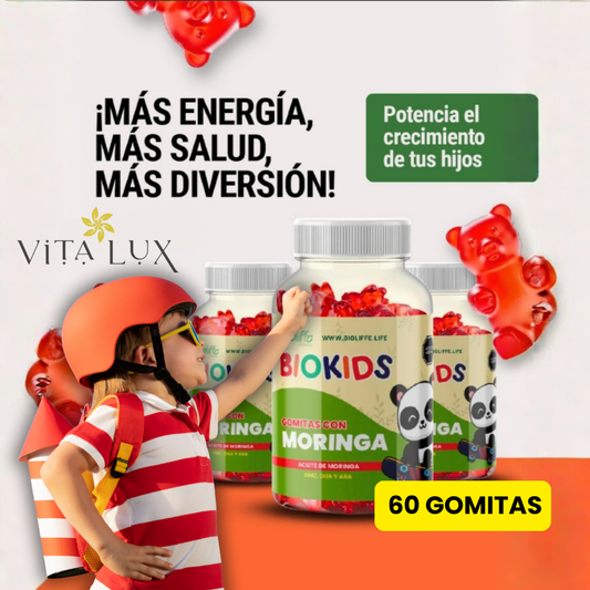 60 Gomitas con Moringa para Niños BioKids™ | Refuerza Defensas, Energía y Desarrollo + 🎁 Guía “10 Hábitos Naturales para Fortalecer las Defensas y la Energía de tu Hijo” + Envío Gratis