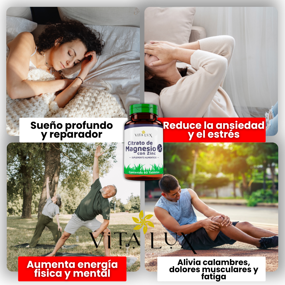 60 Cápsulas: Citrato de Magnesio – Sueño Profundo y Alivio de Estrés + 🎁 Guía “10 Hábitos que Reducen el Estrés y Devuelven la Energía” GRATIS + Envío Gratis
