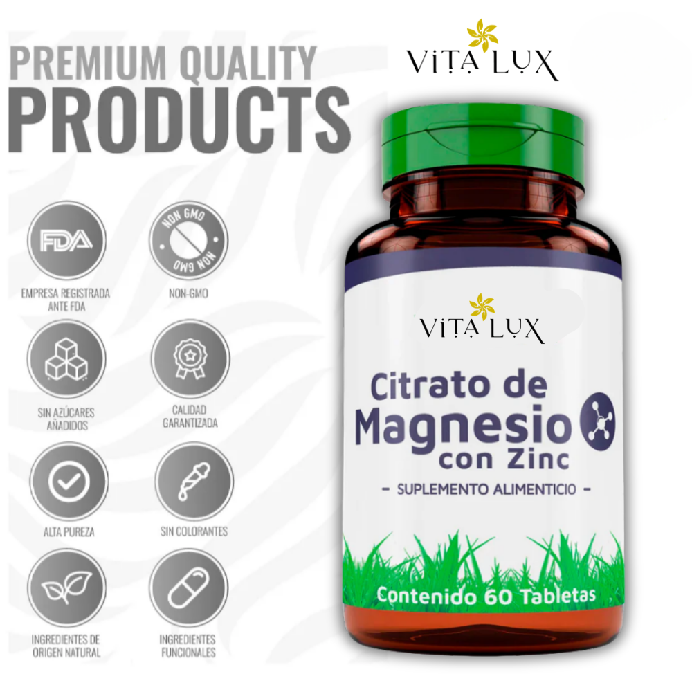 60 Cápsulas: Citrato de Magnesio – Sueño Profundo y Alivio de Estrés + 🎁 Guía “10 Hábitos que Reducen el Estrés y Devuelven la Energía” GRATIS + Envío Gratis