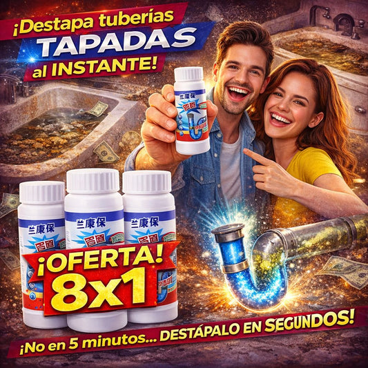 8x1 DestapaMax® - Más limpio, sin olores y sin gastar en plomeros + 🎁 Manual 12 pasos simples para tener un hogar inteligente gastando menos GRATIS + Envío Gratis