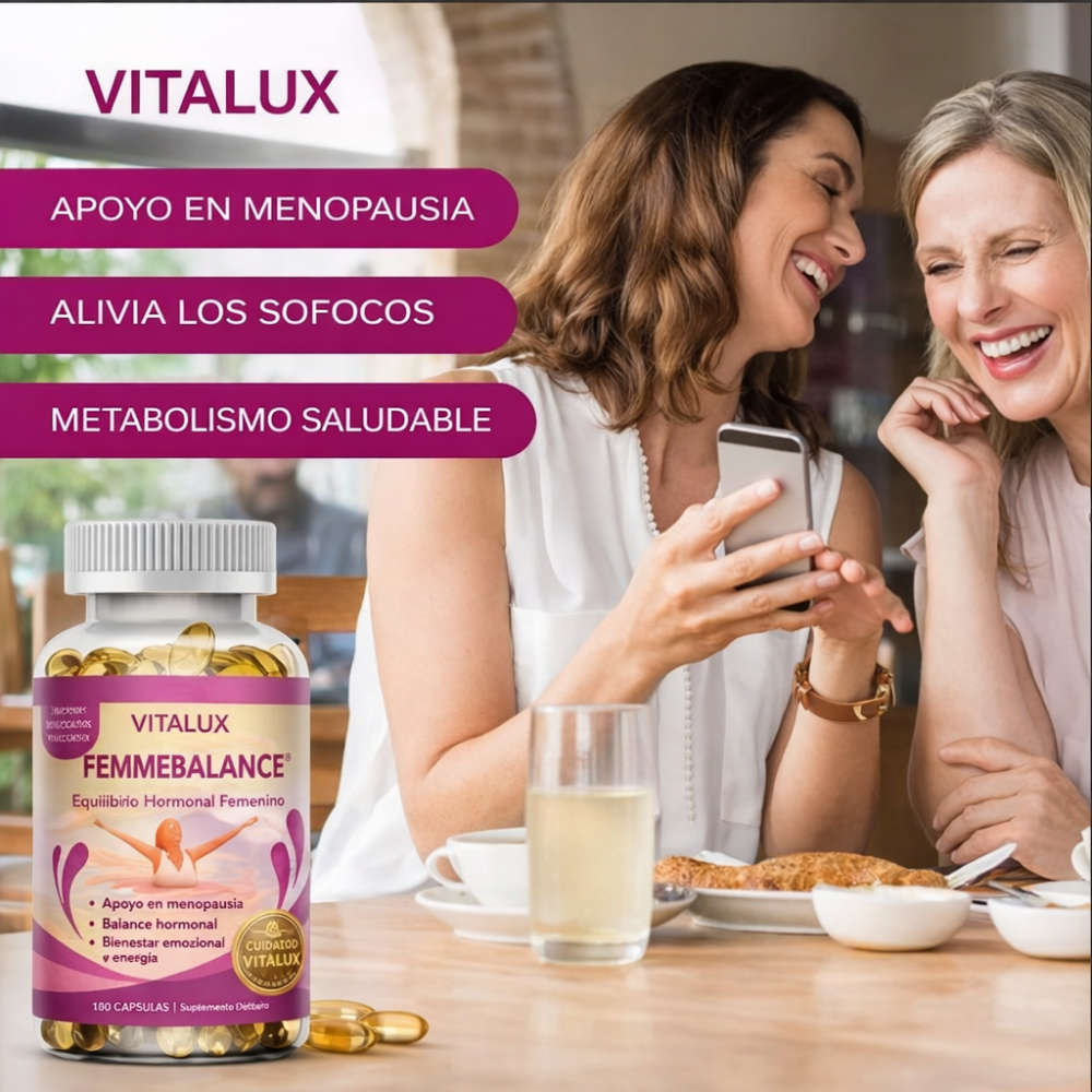 120 Caps FemmeBalance™ – para el Equilibrio Hormonal Femenino | Apoyo en Menopausia, Energía y Bienestar Emocional + 🎁 Guía “Menopausia Plena: Cómo Vivir esta Etapa con Energía, Calma y Equilibrio Hormonal” + Envío Gratis