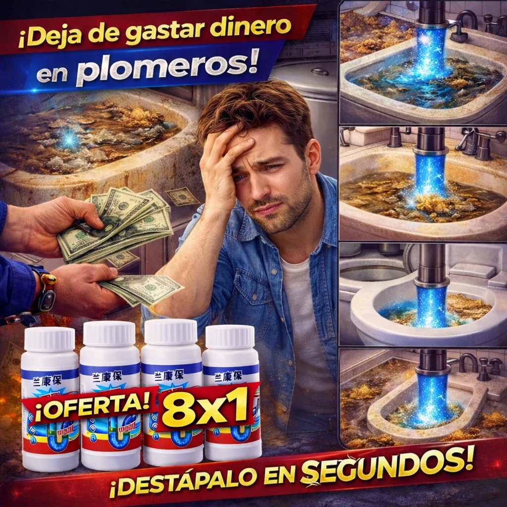 8x1 DestapaMax® - Más limpio, sin olores y sin gastar en plomeros + 🎁 Manual 12 pasos simples para tener un hogar inteligente gastando menos GRATIS + Envío Gratis