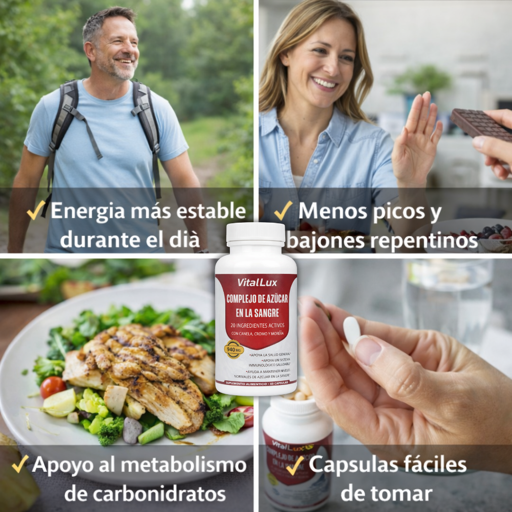 60 Caps GlucoBalance™ – Cápsulas de Apoyo Metabólico para el Equilibrio del Azúcar en Sangre | Energía Estable, Menos Antojos y Control Diario + 🎁 15 Recetas Deliciosas para Apoyar el Control del Azúcar sin Dejar de Disfrutar + Envío Gratis