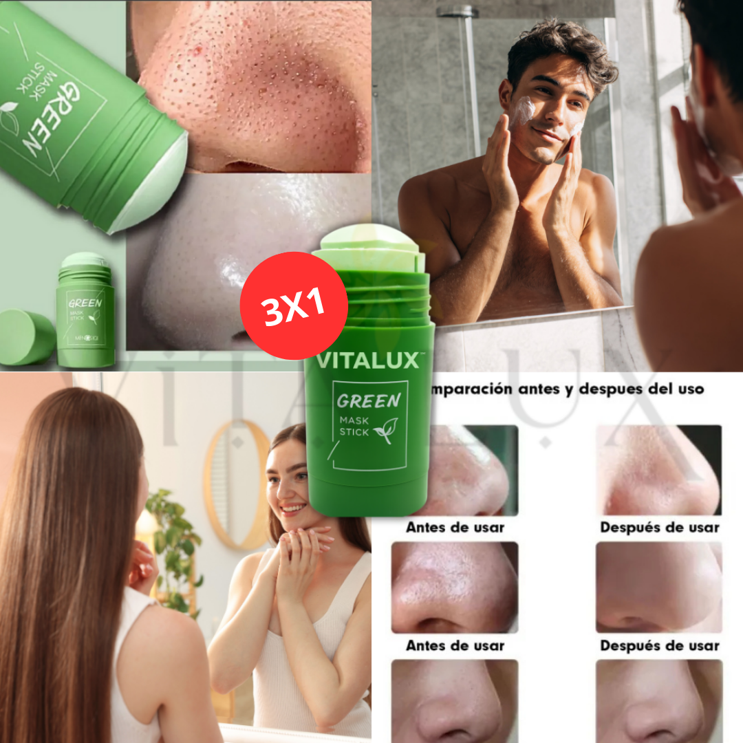 Pack 3x1 Green Mask Stick™ – Mascarilla Detox Anti-Impurezas | Limpia Poros, Reduce Acné y Controla Grasa + 🎁 Guía “10 Rutinas de Skincare Piel de Porcelana” + Envío Gratis