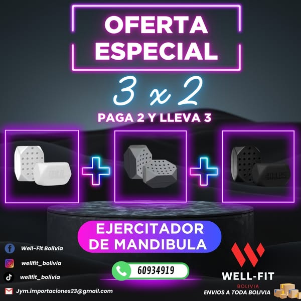 3X1 Ejercitador de Mandibula - Rostro definido y Luce 20 años mas Joven y