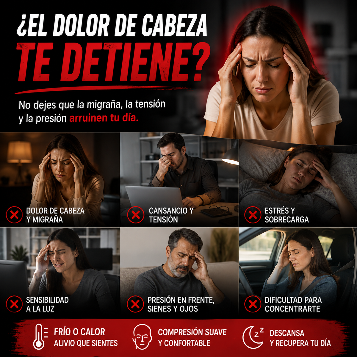 2 en 1 Gorro de Gel para Migraña | Alivio y Relajación para Dolor de Cabeza y Tensión + 🎁 Guía “5 Técnicas Express para Liberar la Tensión” + Envío Gratis