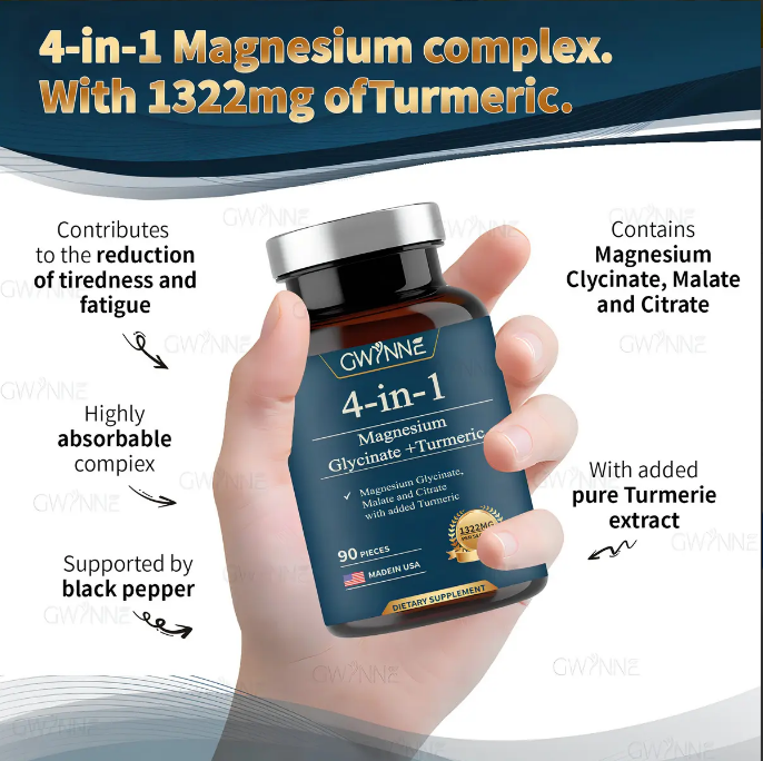 90 Cápsulas Triple Magnesium Complex™ – 4 en 1 con Magnesio + Cúrcuma | Calma Nervios, Relaja Músculos y Mejora tu Descanso + 🎁 Meditaciones Guiadas para Dormir Mejor + Envío Gratis