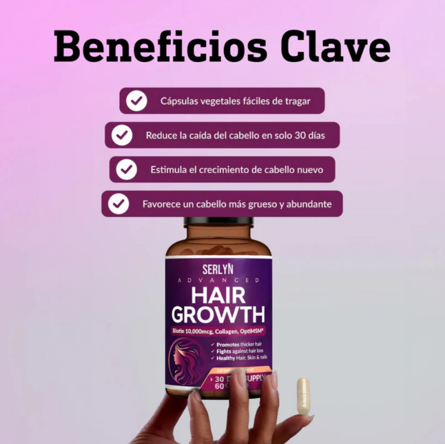 60 Caps Hair Growth™ – Revivir tu Cabello Desde la Raíz | Apoya el Crecimiento, la Fuerza y el Volumen Capilar + 🎁 “21 Secretos para Tener un Cabello de Artista de Hollywood” + Envío Gratis