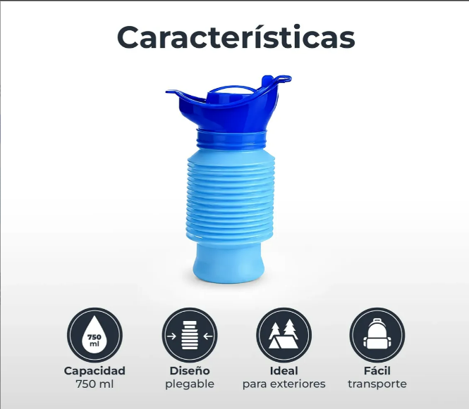 Orinal Portátil Unisex Retráctil 750 ml | Adultos, Niños y Viajes + 🎁 Guía "21 Hábitos para Recuperar el Control de tu Vejiga" + Envío Gratis
