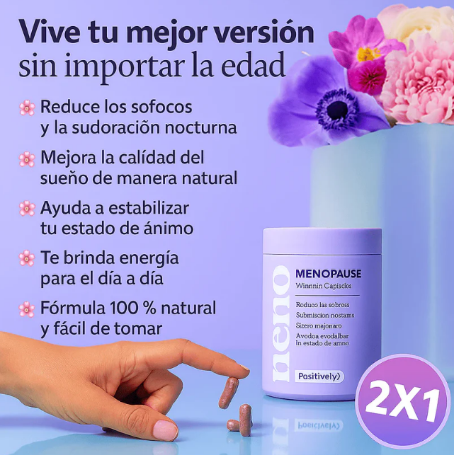60 Cápsulas Naturales para Sofocos, Descanso y Control de Peso en Menopausia + 🎁 Guía “Cómo Controlar Sofocos y Recuperar tu Cuerpo en 21 Días” + Envío Gratis