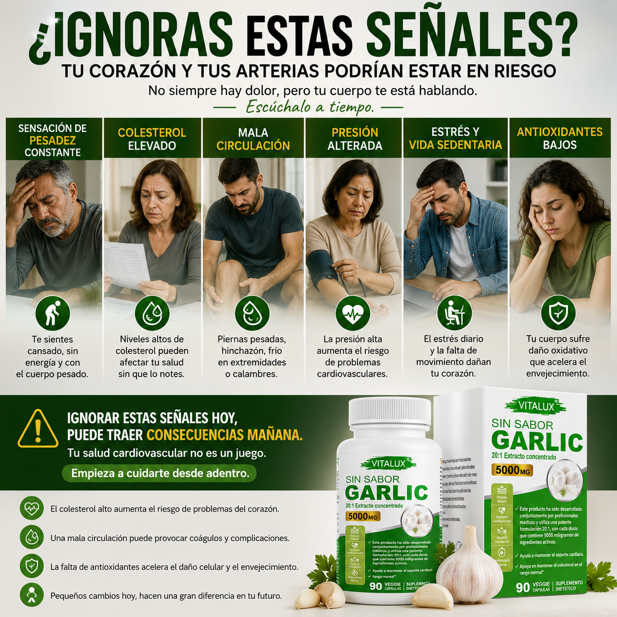 90 Cáps HeartGarlic™ – Extracto Concentrado de Ajo 20:1 | Apoya tu Corazón, Circulación y Bienestar Cardiovascular + 🎁 Guía “7 Hábitos para Cuidar tu Corazón Naturalmente” + Envío Gratis