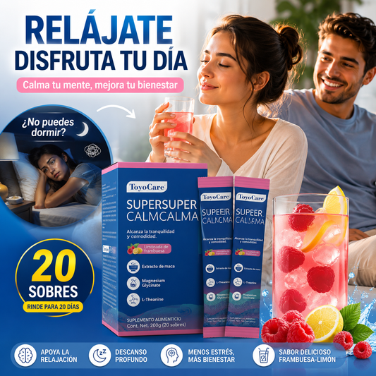 Pack 20 Sobres SuperCalma™ – L-Teanina y Magnesio | Relajación, Descanso y el Bienestar Mental | + 🎁 Guía Digital "21 Secretos para Dormir Profundamente y Despertar con Más Energía"+ Envío Gratis