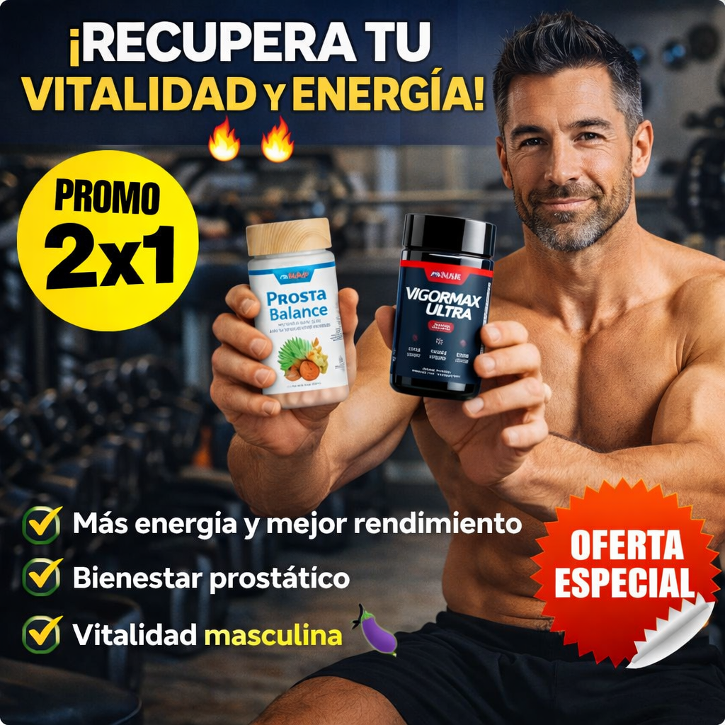 Combo 2x1 Óxido Nítrico™ + ProstateBalance™ – Energía Masculina, Rendimiento y Vitalidad +🎁 Guía “Recupera tu Energía Masculina en 21 Días”+ Envío Gratis
