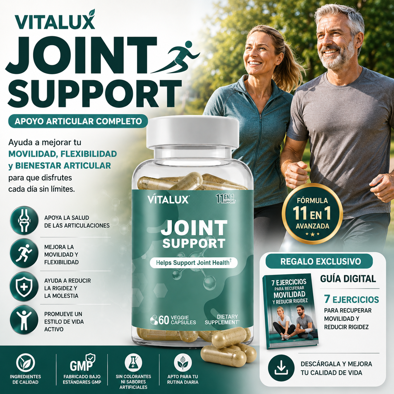 60 Caps JointSupport™ – Apoyo Articular para Recuperar Movimiento y Bienestar +🎁 Guía “7 Ejercicios para Recuperar Movilidad” + Envío Gratis