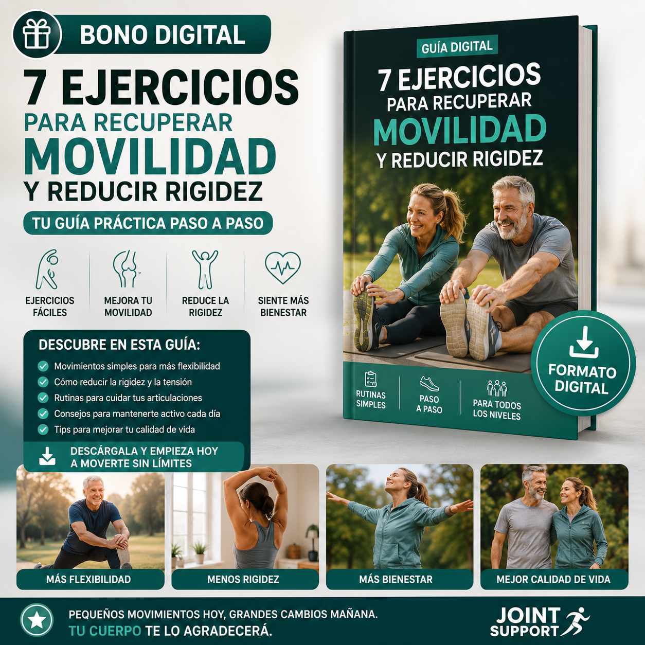 60 Caps JointSupport™ – Apoyo Articular para Recuperar Movimiento y Bienestar +🎁 Guía “7 Ejercicios para Recuperar Movilidad” + Envío Gratis