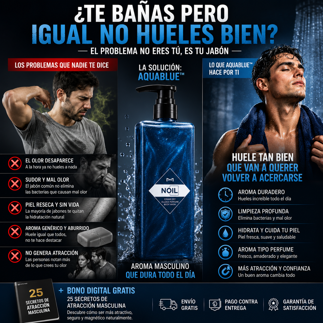 2x1 AquaBlue™ – Gel de Ducha Perfumado para Hombre + 🎁 “25 Secretos de Atracción Masculina” + Envío Gratis