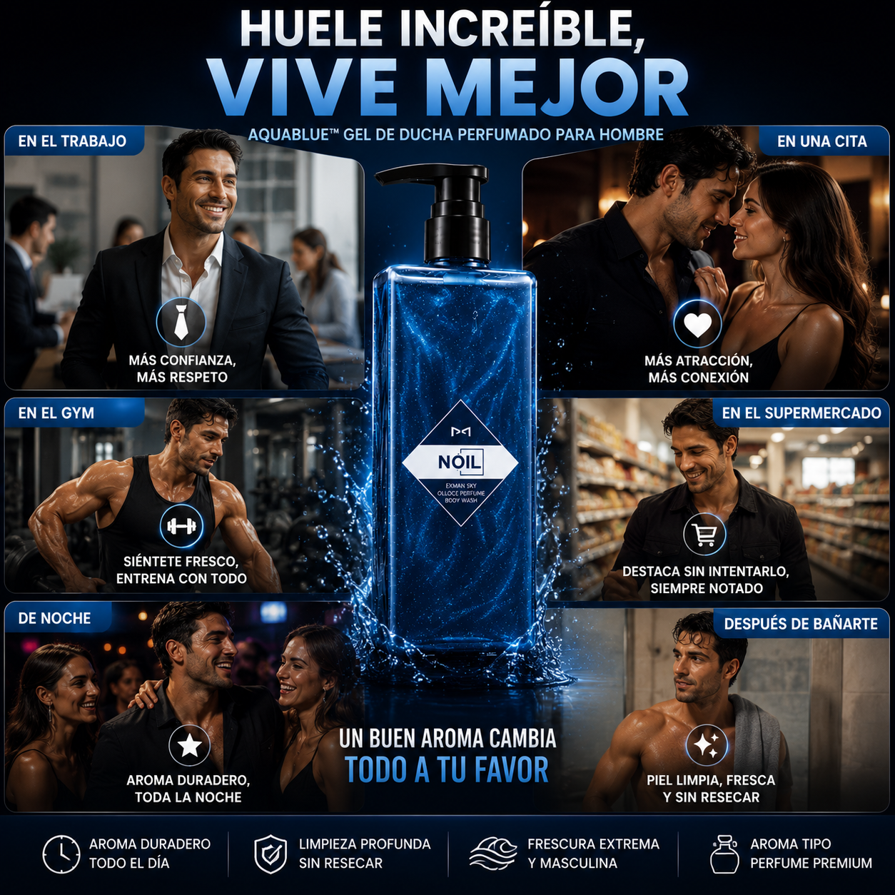 2x1 AquaBlue™ – Gel de Ducha Perfumado para Hombre + 🎁 “25 Secretos de Atracción Masculina” + Envío Gratis