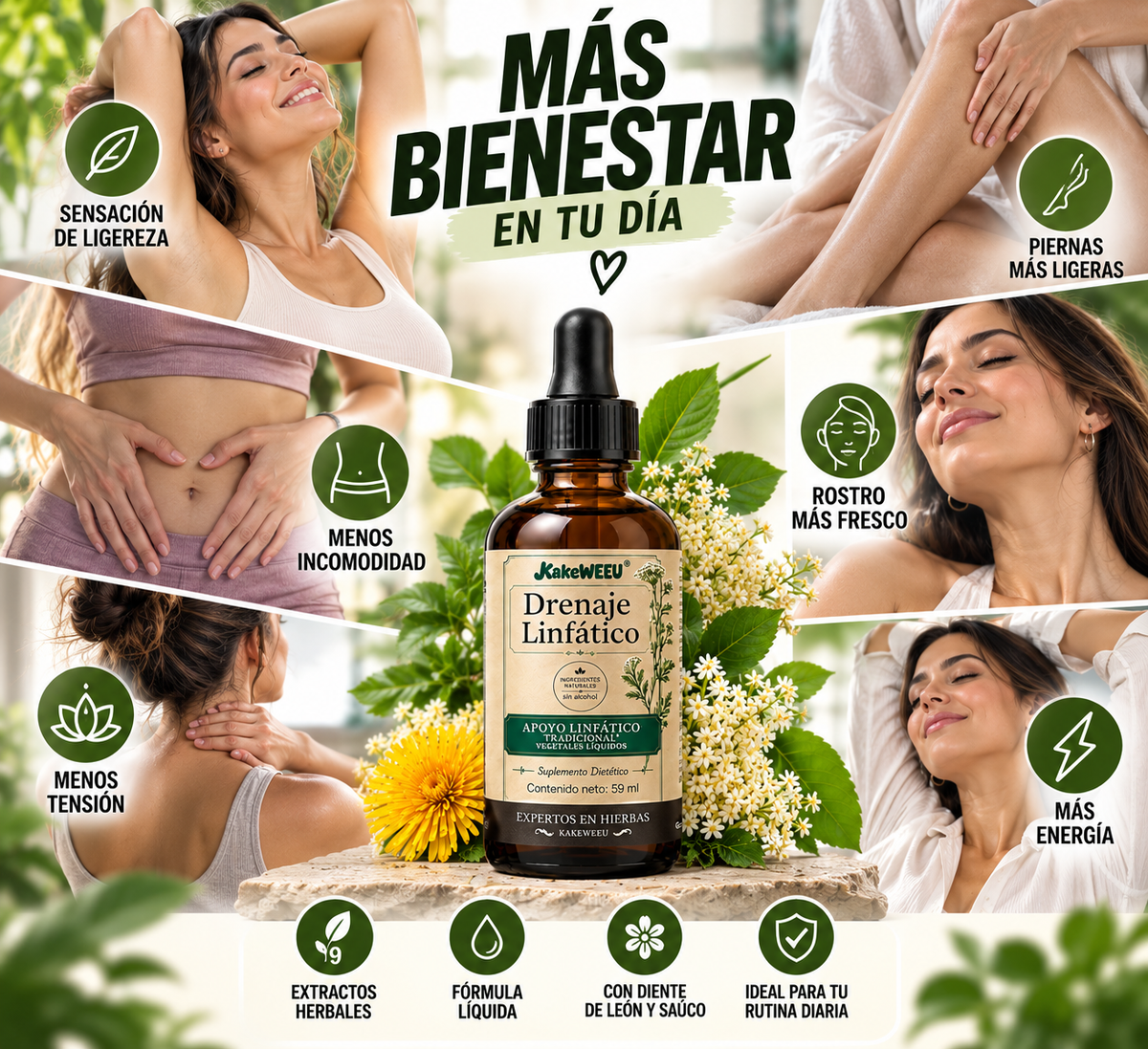 Gotas de Drenaje Linfático Para Eliminar la Pesadez + 🎁 “7 Hábitos para Sentirte Más Ligera” + Envío Gratis