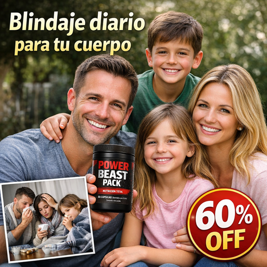60 Caps Power Beast Pack™ – Blindaje Diario para tu Cuerpo | Multivitamínico Premium + 🎁 Guía: Cómo Blindar tu Cuerpo en 7 Días + Envío Gratis