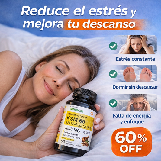 90 Caps KSM-66 Ashwagandha 4800mg – Reduce el Estrés y Mejora tu Descanso | Energía y Enfoque Sin Ansiedad + 🎁 Rutina Nocturna Antiestrés GRATIS + Envío Gratis
