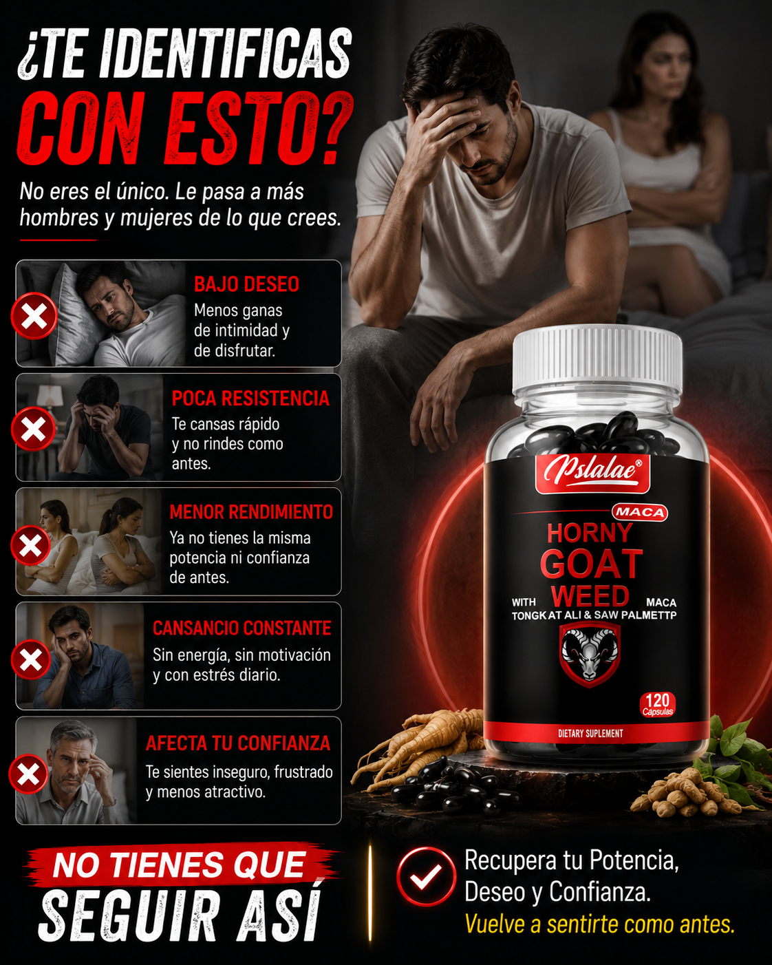 120 Cáps Horny Goat Weed™ –  para Hombres y Mujeres | Apoyo para Vitalidad, Deseo y Rendimiento | + 🎁 "25 Secretos para Recuperar tu Energía y Vitalidad Natural"+ Envío Gratis