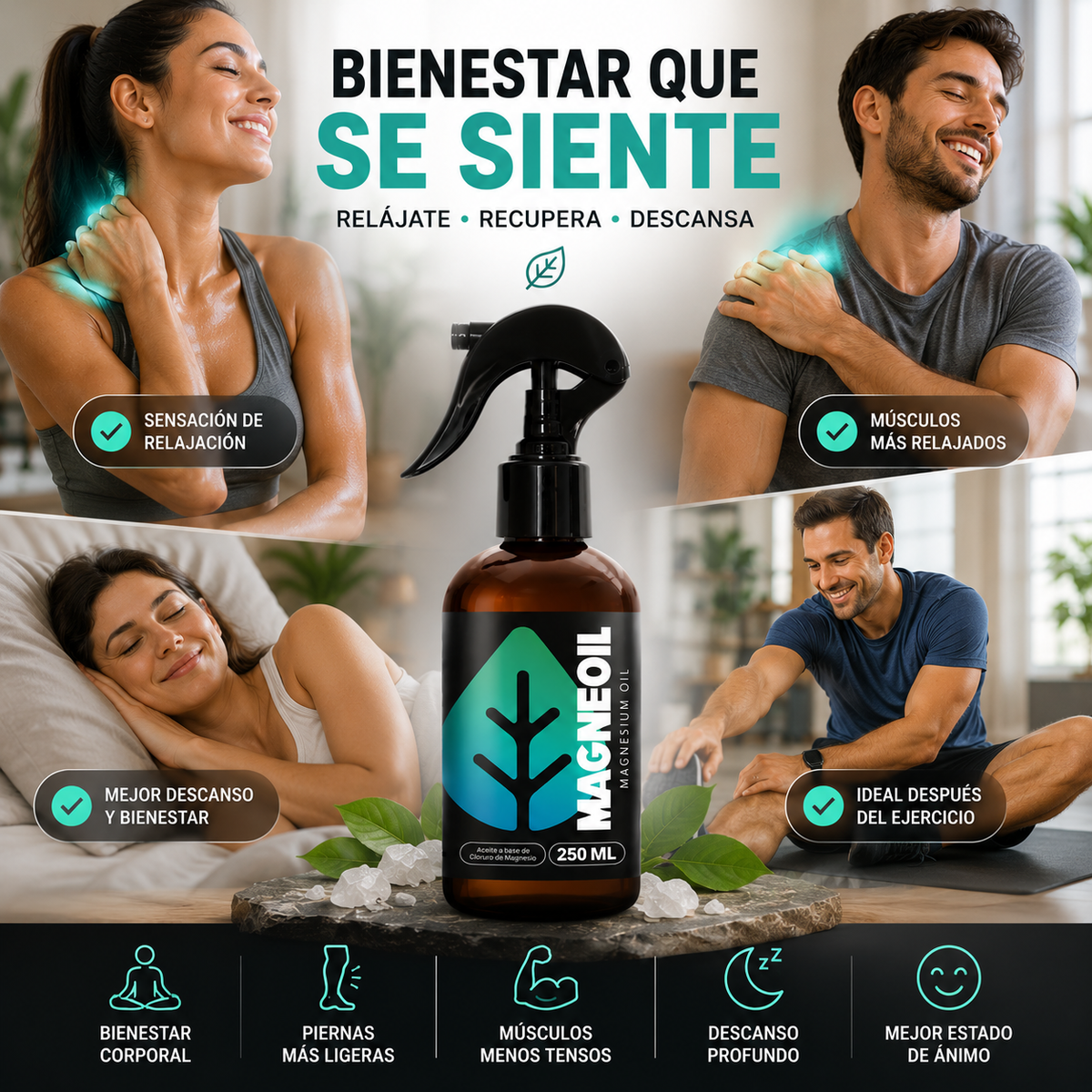2 en 1 MagneShot™ Aceite de Magnesio de Zechstein 250 ml | Descanso Profundo + 🎁 Guía “21 Secretos para Relajar tu Cuerpo y Dormir Mejor”  + Envío Gratis
