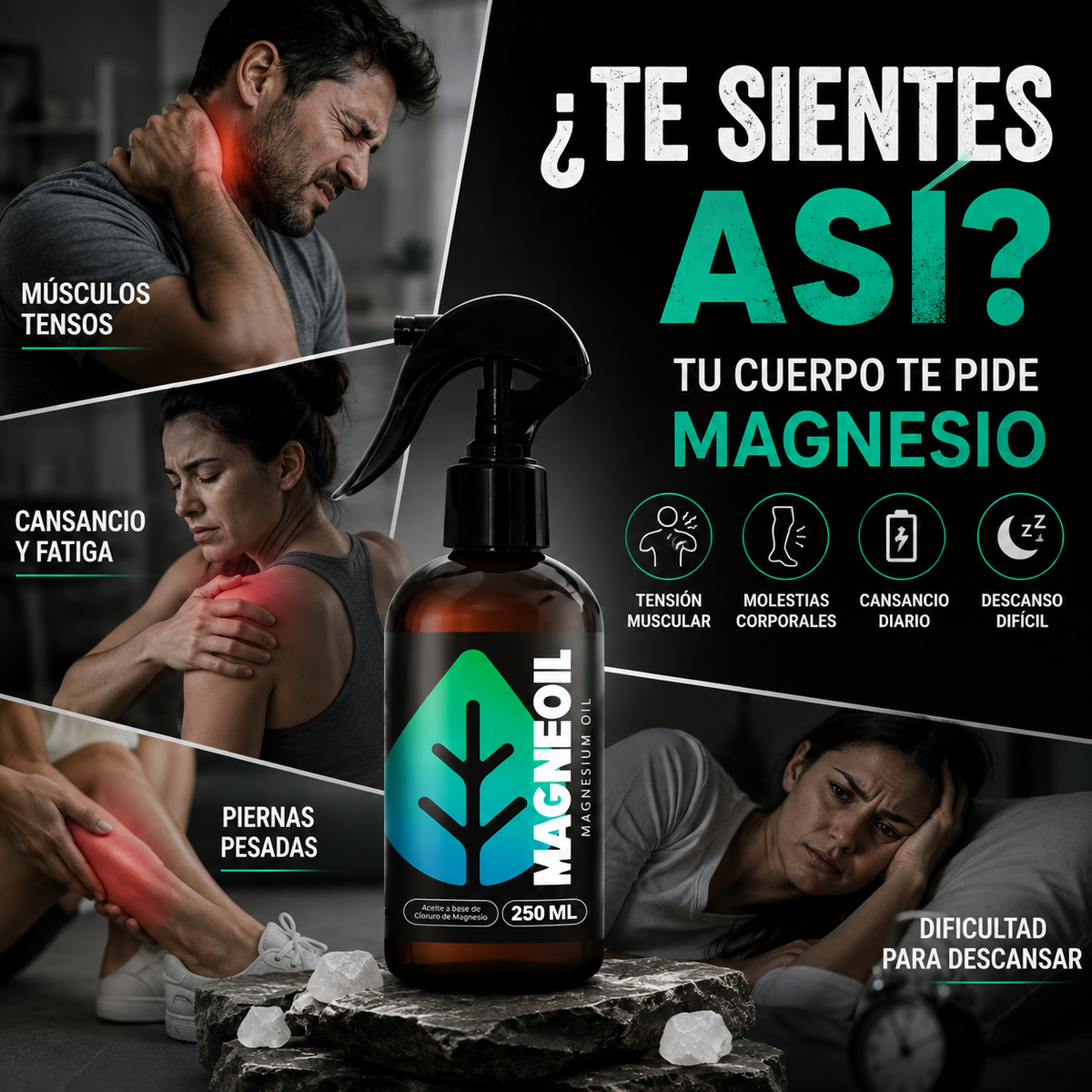 2 en 1 MagneShot™ Aceite de Magnesio de Zechstein 250 ml | Descanso Profundo + 🎁 Guía “21 Secretos para Relajar tu Cuerpo y Dormir Mejor”  + Envío Gratis