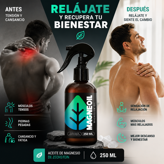 2 en 1 MagneShot™ Aceite de Magnesio de Zechstein 250 ml | Descanso Profundo + 🎁 Guía “21 Secretos para Relajar tu Cuerpo y Dormir Mejor”  + Envío Gratis