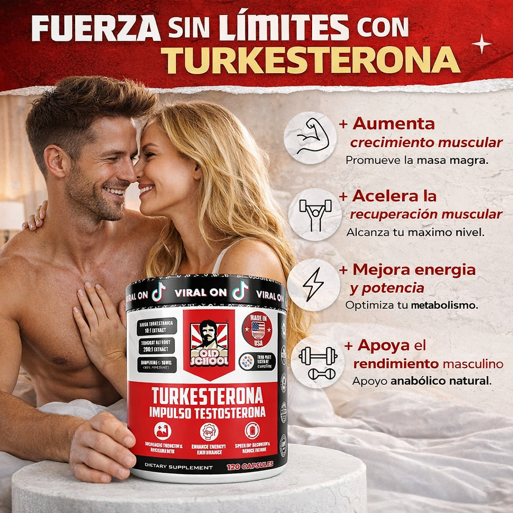 120 Caps Turkesterone Max™ – Potenciador Natural de Energía Masculina | Más Fuerza, Resistencia y Vitalidad + 🎁 Guía “Recupera tu Energía Masculina"+ Envío Gratis