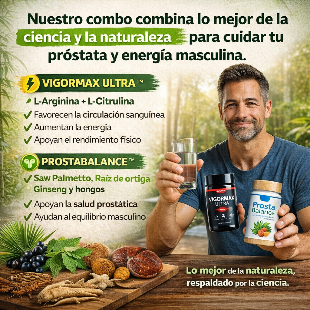 Combo 2x1 Óxido Nítrico™ + ProstateBalance™ – Energía Masculina, Rendimiento y Vitalidad +🎁 Guía “Recupera tu Energía Masculina en 21 Días”+ Envío Gratis