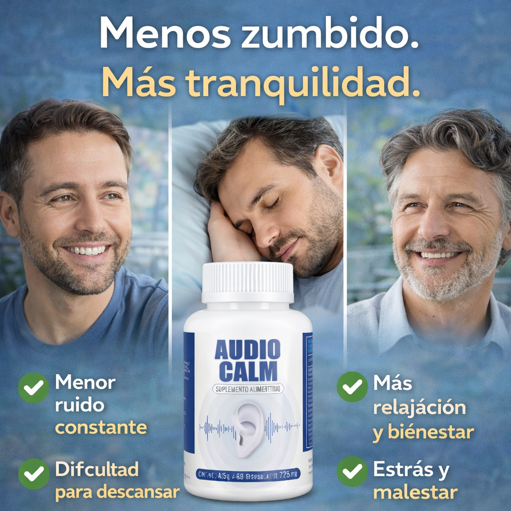 60 Caps AudioCalm™ – Apoyo Natural para el Zumbido en los Oídos | Mayor Tranquilidad y Bienestar Diario + 🎁 Guía “Cómo Reducir el Zumbido y Recuperar tu Calma” + Envío Gratis