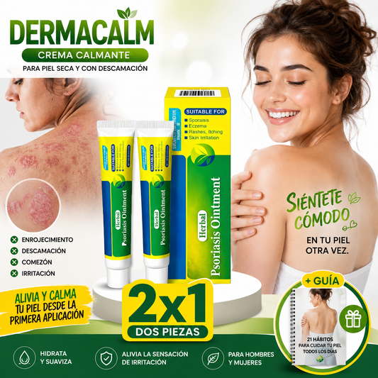 Pack 2x1 DermaCalm™ Para Aliviar Psoriarsis | Ayuda a Aliviar la Sensación de Comezón, Enrojecimiento e Irritación + 🎁 Guía “21 Hábitos para Cuidar tu Piel Todos los Días” + Envío Gratis