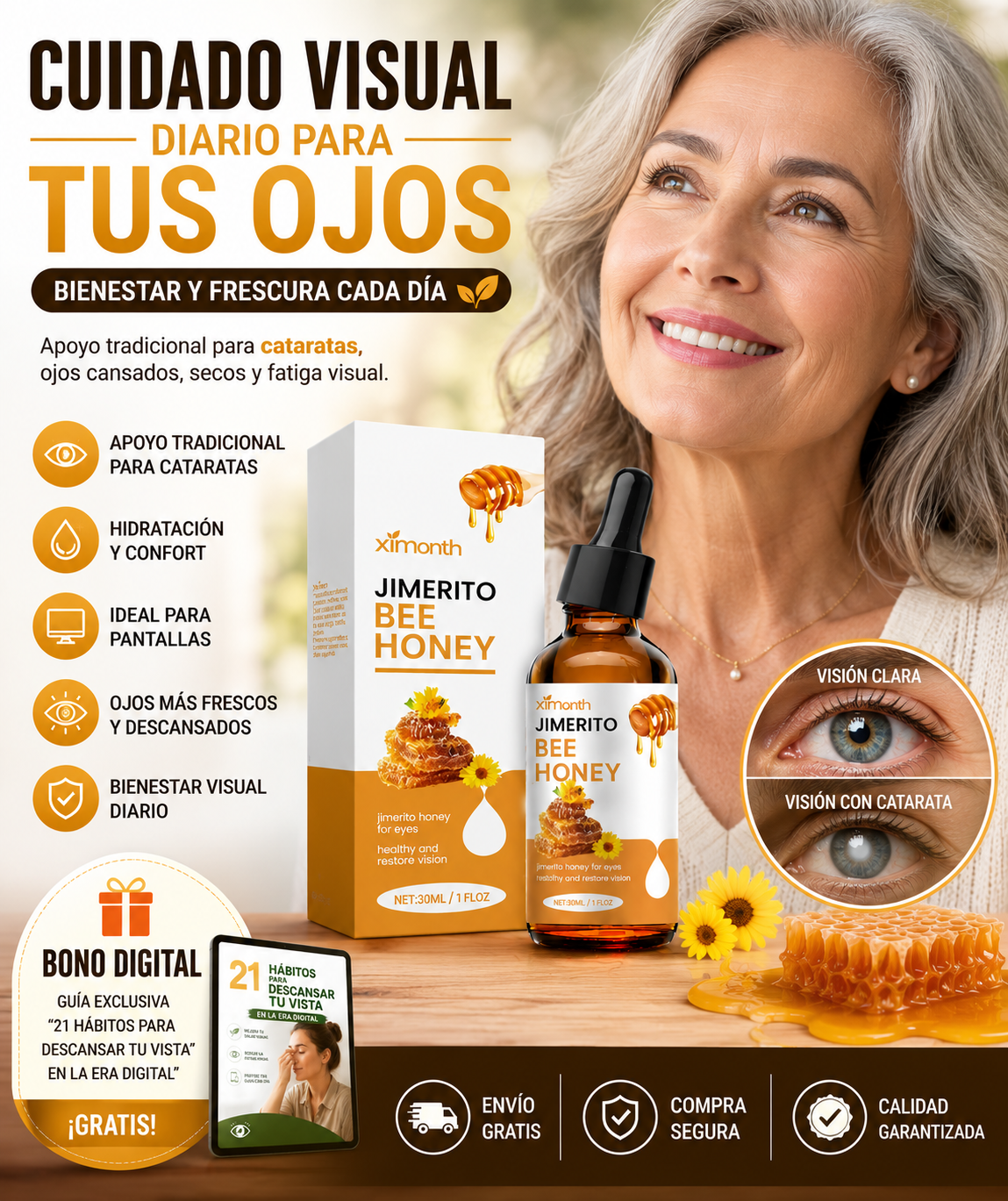 EyeFresh™ – Hidratación y Apoyo Tradicional para Cataratas, Ojos Cansados y Fatiga + 🎁 Guía Digital "21 Hábitos para Descansar tu Vista en la Era Digital" + Envío Gratis