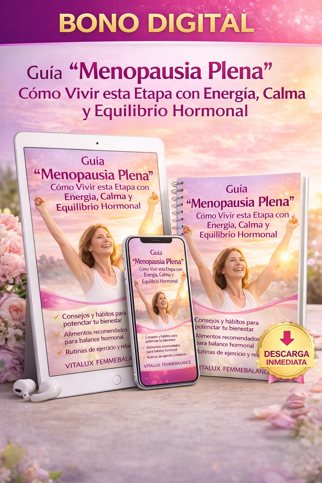 120 Caps FemmeBalance™ – para el Equilibrio Hormonal Femenino | Apoyo en Menopausia, Energía y Bienestar Emocional + 🎁 Guía “Menopausia Plena: Cómo Vivir esta Etapa con Energía, Calma y Equilibrio Hormonal” + Envío Gratis