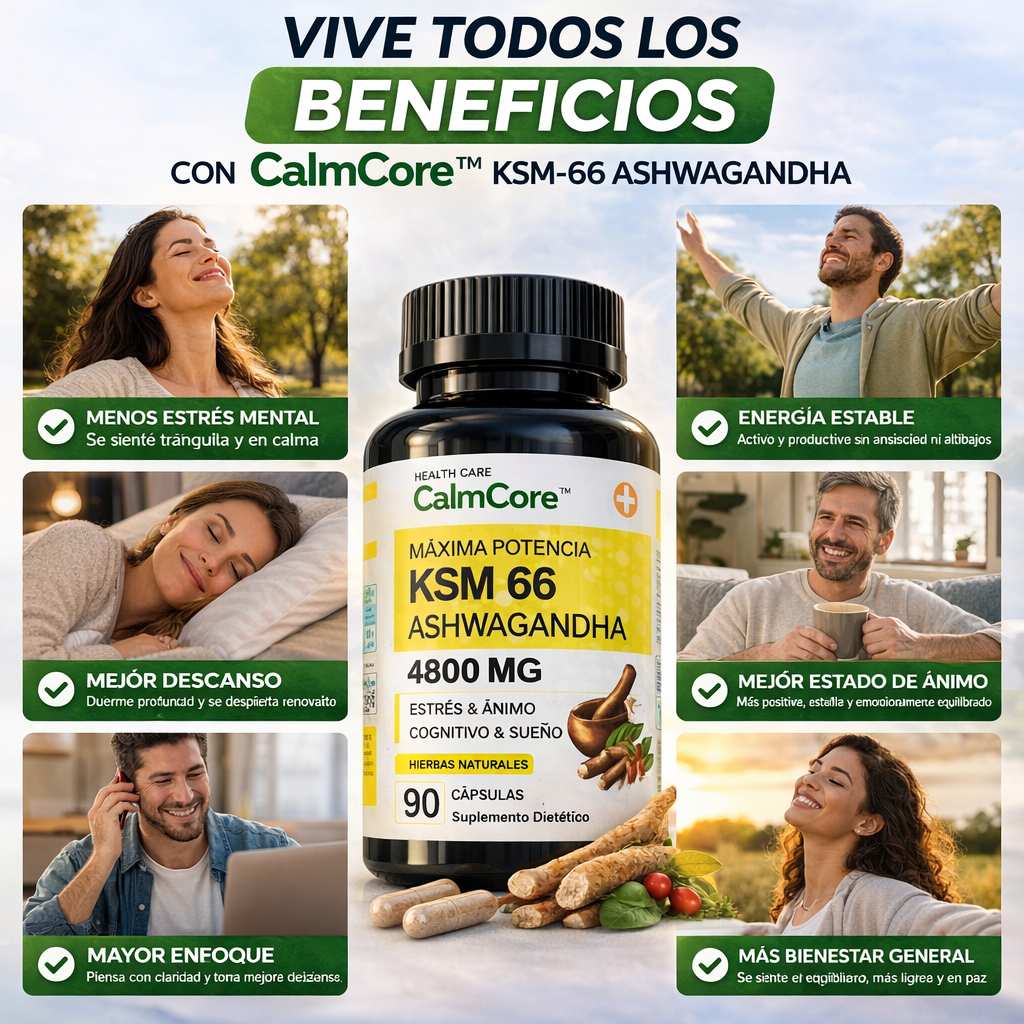 90 Caps KSM-66 Ashwagandha 4800mg – Reduce el Estrés y Mejora tu Descanso | Energía y Enfoque Sin Ansiedad + 🎁 Rutina Nocturna Antiestrés GRATIS + Envío Gratis