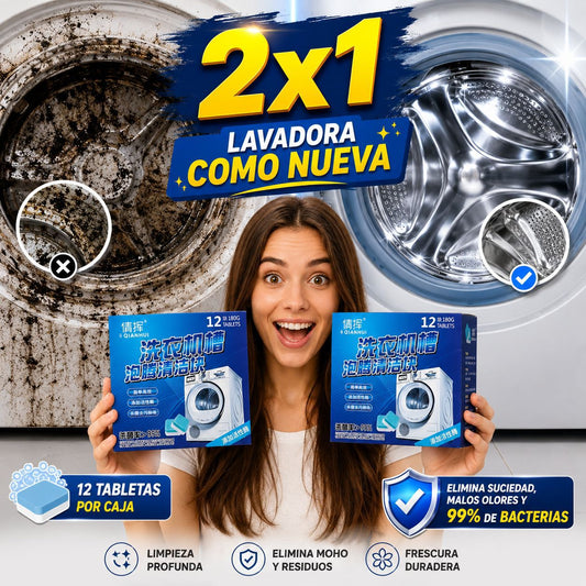 24 Tabs WashClean™ – Pastillas Limpiadoras para Lavadora | Elimina Mugre, Sarro y Malos Olores Ocultos + 🎁 Guía “7 Trucos para que tu Ropa Salga Más Limpia, Suave y con Mejor Aroma”
