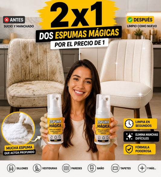 Espuma Activa 2x1™ — Limpia rápido, ahorra más y olvídate de tallar por horas + 🎁 Manual 12 pasos simples para tener un hogar inteligente gastando menos GRATIS + Envío Gratis