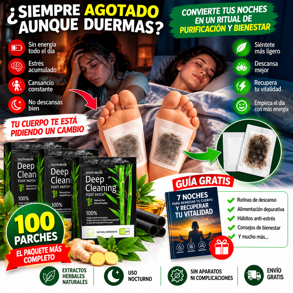 100 Parches Deep Cleaning Detox™ | Ritual Japonés de Purificación Corporal Nocturna y Bienestar + Guía “7 Noches para Reiniciar tu Cuerpo” + ENVÍO GRATIS