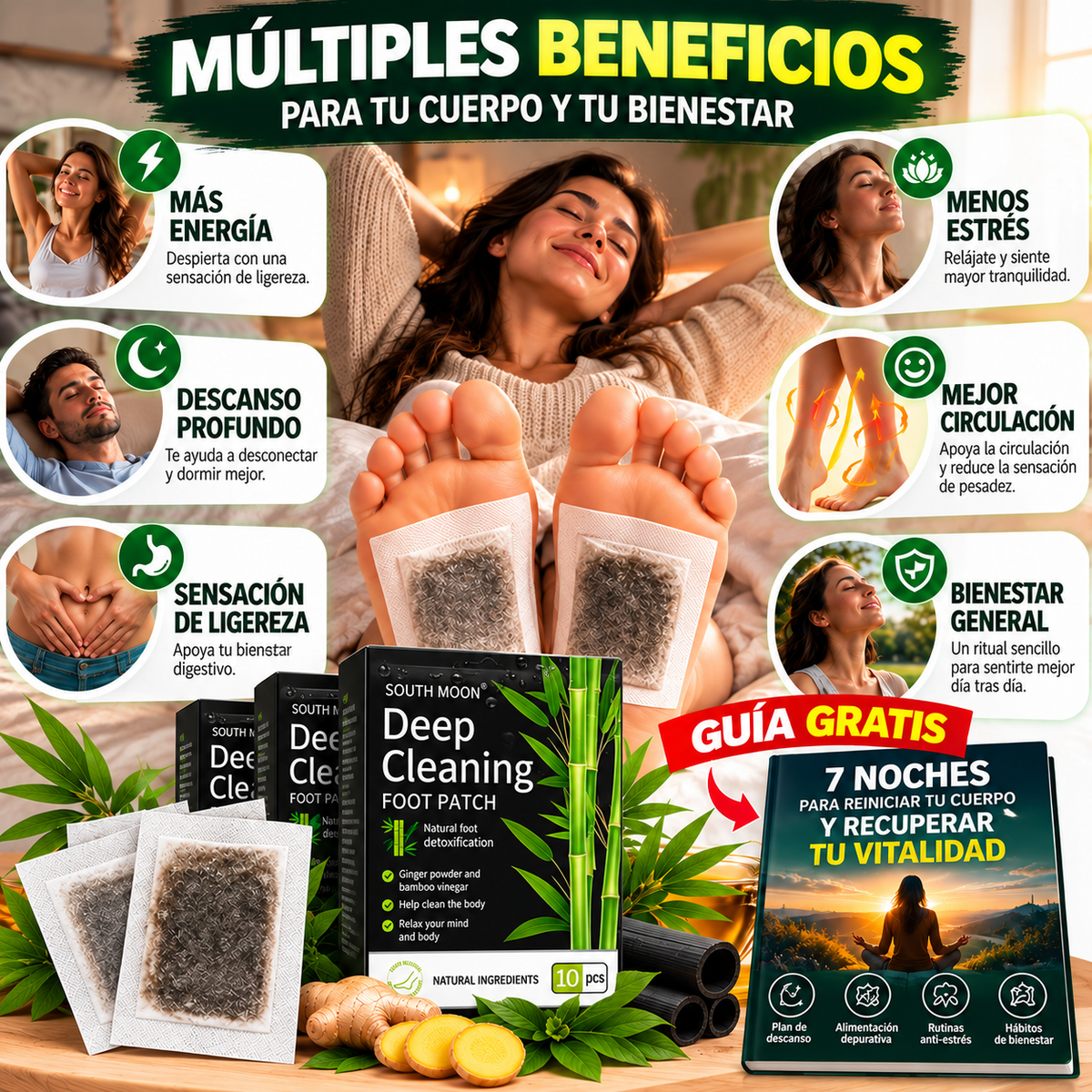100 Parches Deep Cleaning Detox™ | Ritual Japonés de Purificación Corporal Nocturna y Bienestar + Guía “7 Noches para Reiniciar tu Cuerpo” + ENVÍO GRATIS