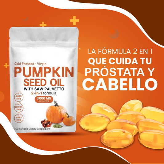 Aceite De Calabaza Y Palmito - Repara Tu Prostata, Riñones, Vegija y Bloquea la Caida de Cabello
